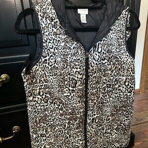 Chico's Leopard Print Quilted Vest - Black & Brown